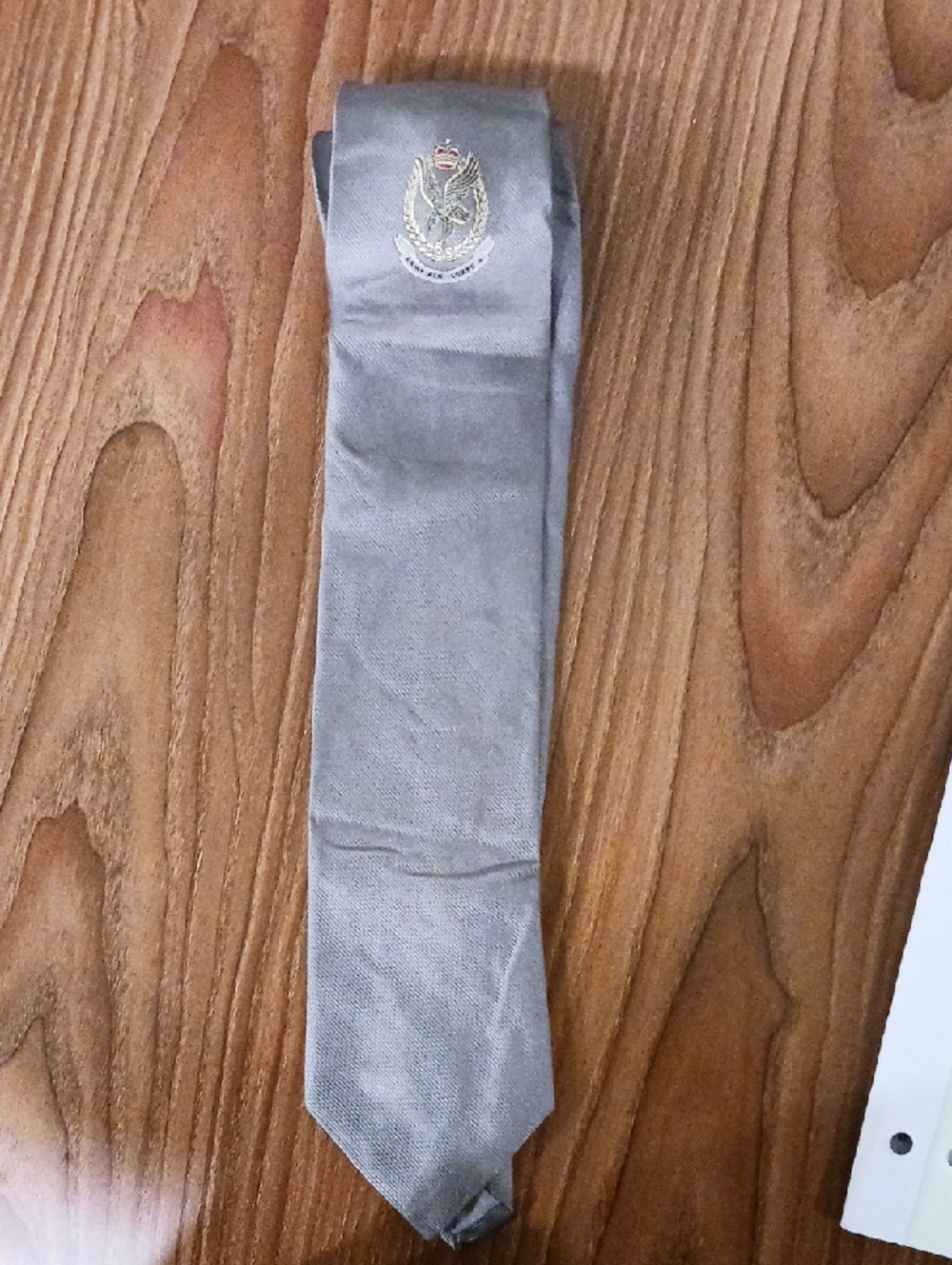 Hugo Boss Gray Necktie With The Insignia Of The Army Air Corps.